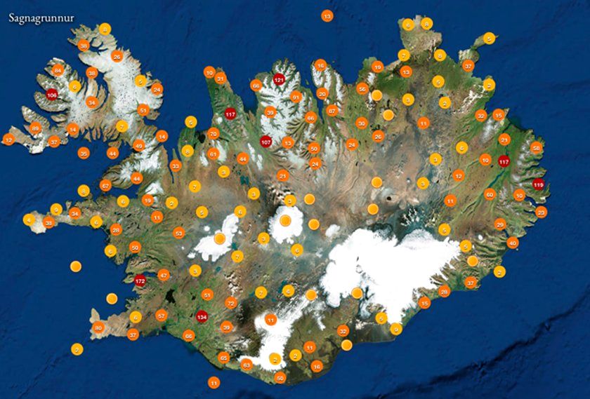 Mapa dos elfos na Islândia