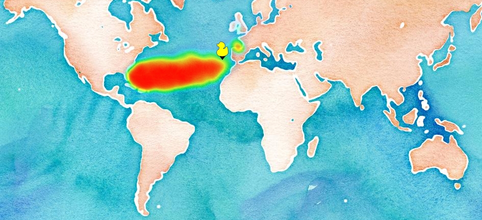 Mapa do movimento dos plásticos no oceano