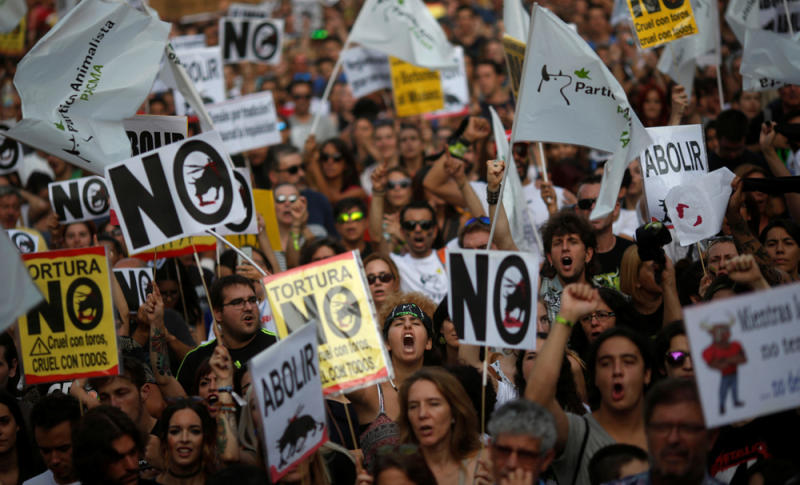 Manifestação anti-touradas em Espanha