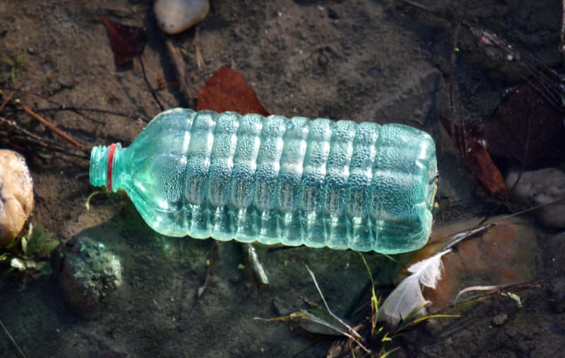 Garrafa plástica na Natureza